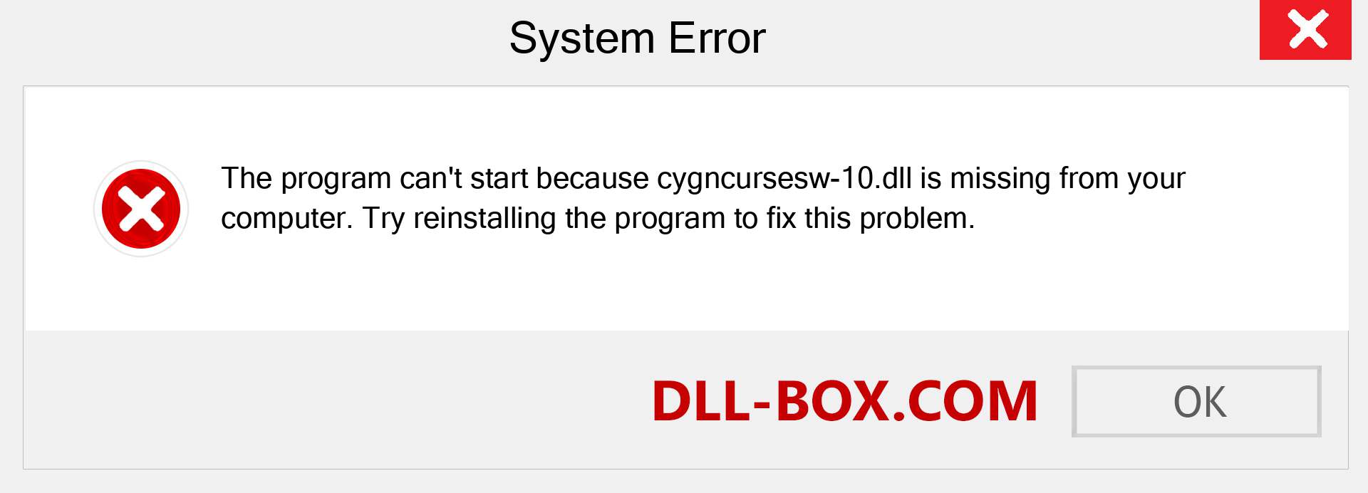  cygncursesw-10.dll file is missing?. Download for Windows 7, 8, 10 - Fix  cygncursesw-10 dll Missing Error on Windows, photos, images